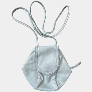 Cut'n Paste Pearl Sage Green Leather Mini ANTHROPOLOGIE Crossbody Bag  8" x 7"